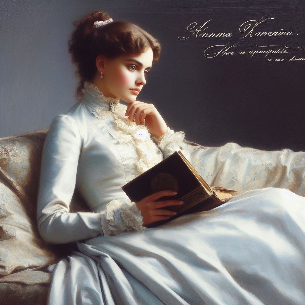 Anna Karenina reading a book