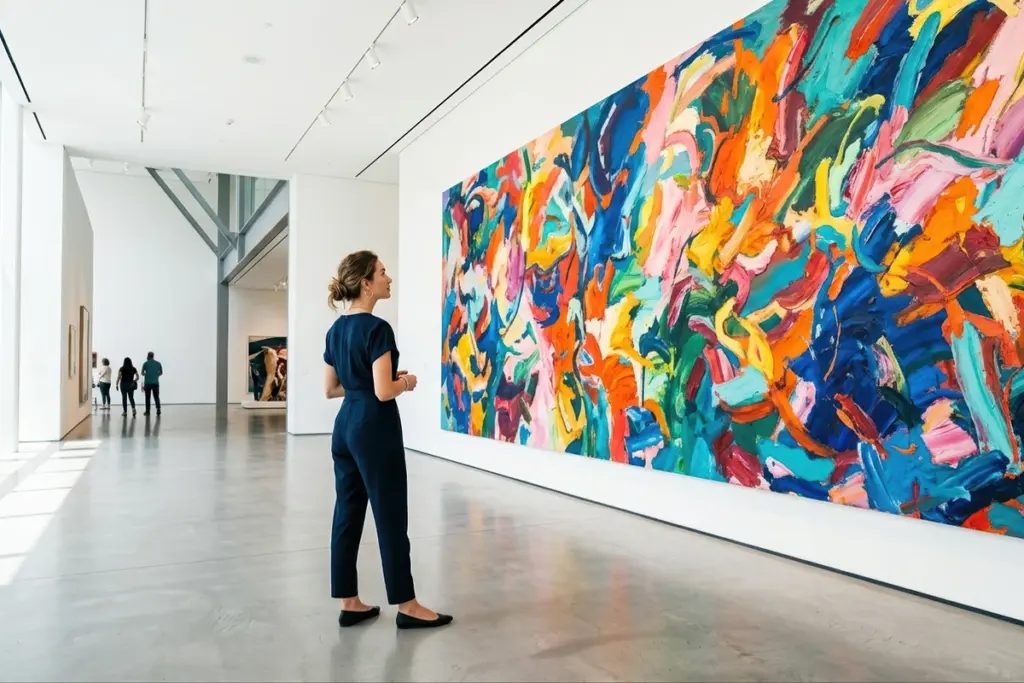 aesthete art lover admiring vivid painting
