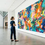 aesthete art lover admiring vivid painting