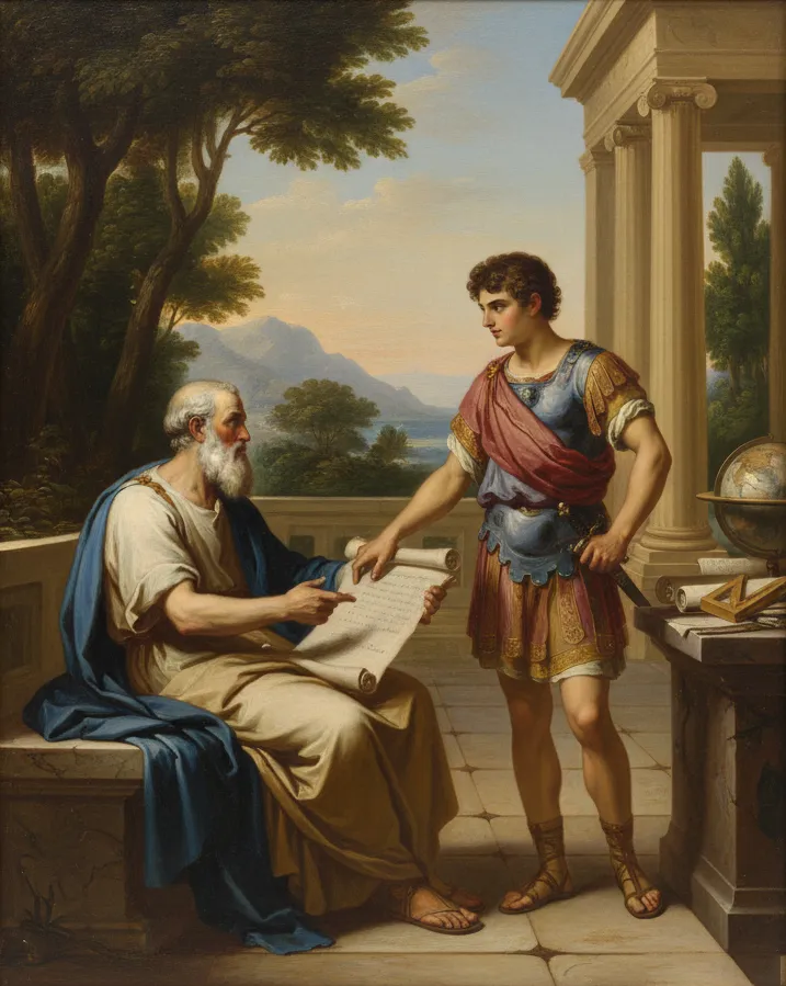 aristotle teaching alexander classical painting