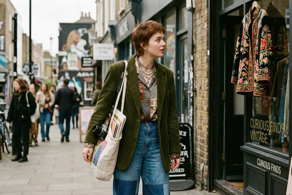 curious fashion woman