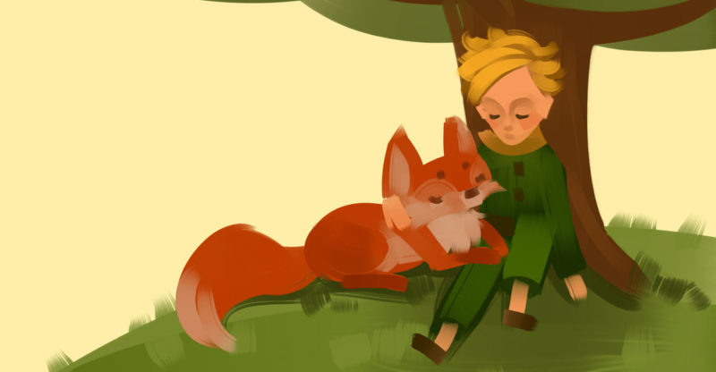 little prince and fox illustration