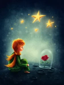 little prince and rose illustration