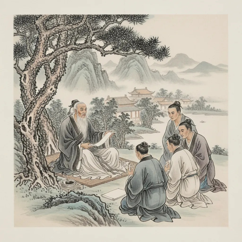 painting of confucius teaching disciples