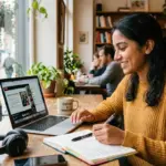 student studying online