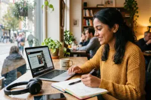 student studying online